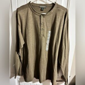 Men's Khaki Rough Dress long sleeve Shirt